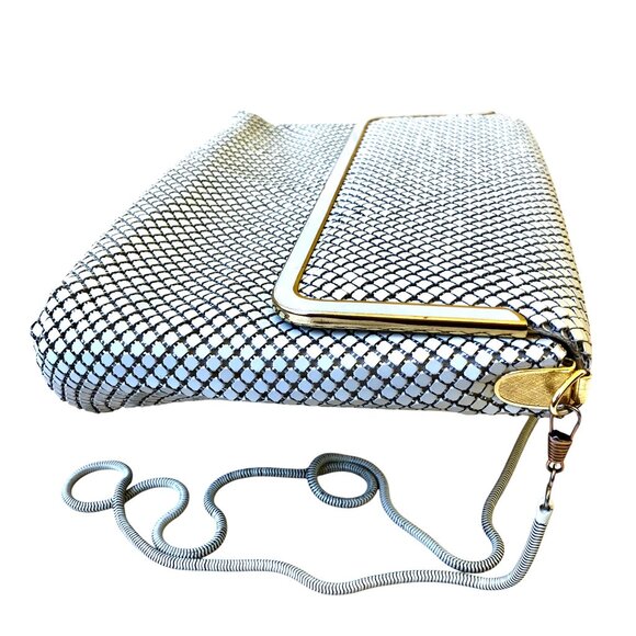 Vintage Pelle Italia White Metal Mesh Evening Handbag Shoulder Bag or Clutch - Picture 10 of 13